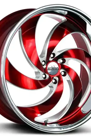Handmade 26" Strada Wheels Retro 6 Gloss Red Milled with SS Lip Rims