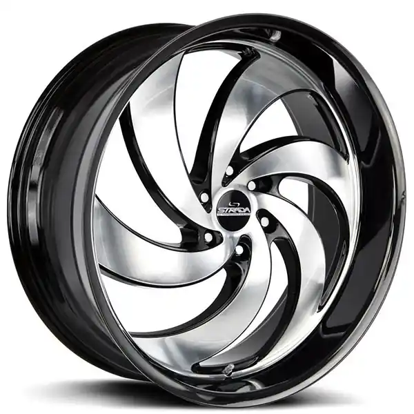 Genuine 24" Strada Wheels Retro 6 Gloss Black with Machined Face Rims