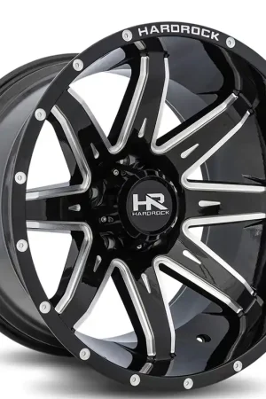 22" Hardrock Wheels H502 Pain Killer Xposed Gloss Black Milled Off-Road Rims Big Sale
