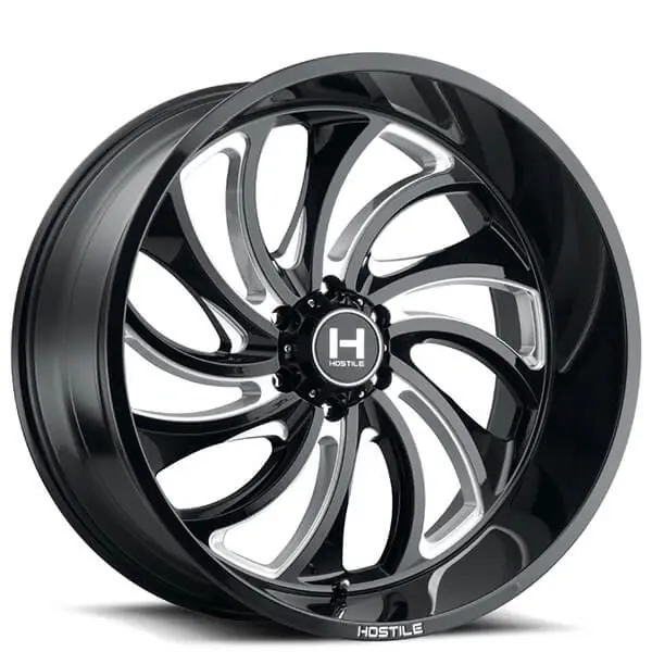 20" Hostile Wheels H118 Demon Gloss Black with Milled Accent Off-Road Rims One Day Deal