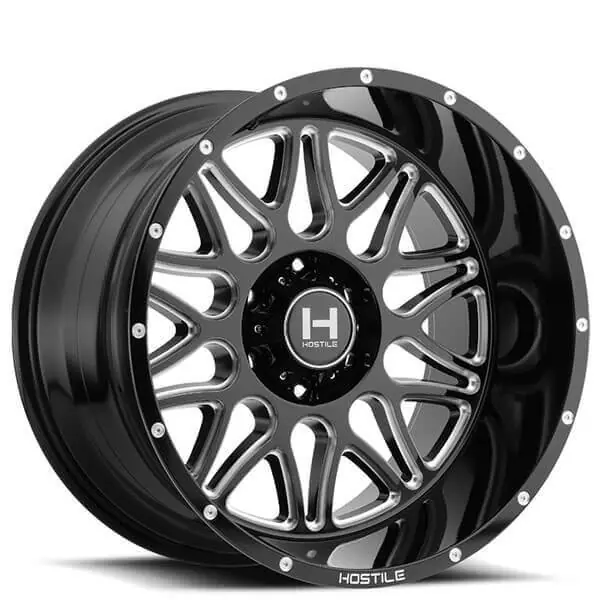 20" Hostile Wheels H111 Blaze Gloss Black with Milled Accents Off-Road Rims Modern