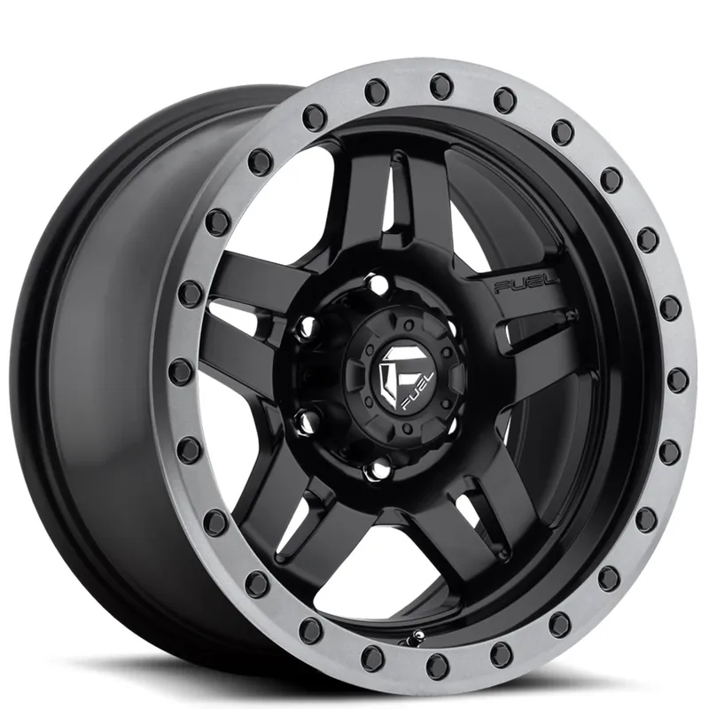 17" Fuel Wheels D557 Anza Matte Black with Grey Ring Off-Road Rims Super Sale