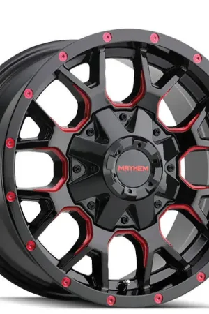 Weekend Sale 17" Mayhem Wheels 8015 Warrior Black with Prism Red Off-Road Rims