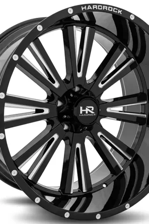 20" Hardrock Wheels H503 Spine Xposed Gloss Black Milled Off-Road Rims Weekend Sale