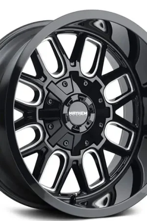 18" Mayhem Wheels 8107 Cogent Gloss Black with Milled Spokes Off-Road Rims Brand New