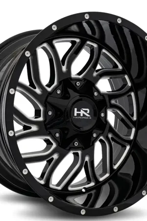 20" Hardrock Wheels H707 Destroyer Gloss Black Milled Off-Road Rims Big Sale