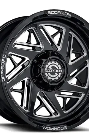 22" Scorpion Wheels Demolition Black Milled Off-Road Rims Direct From Manufacturer