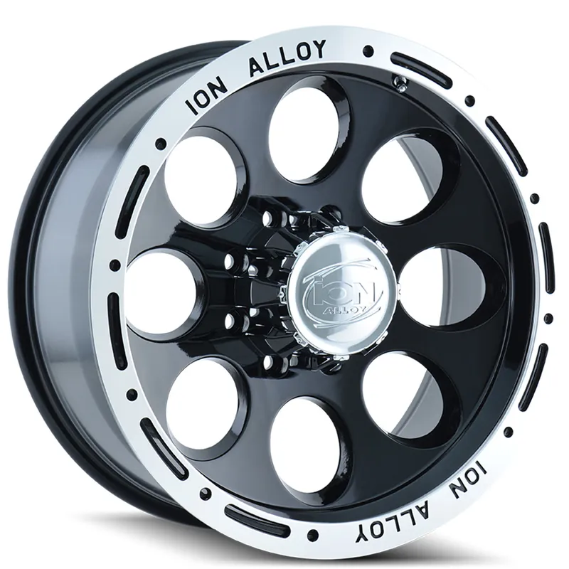 16" Ion Alloy Wheels 174 Black with Machined Lip Off-Road Rims Super Sale