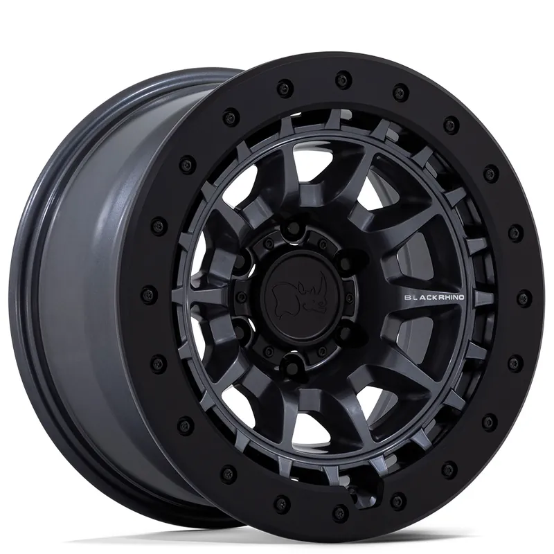 Money Back Guarantee 17" Black Rhino Wheels Tusk BR016 Matte Gunmetal with Black Rock Guard Off-Road Rims