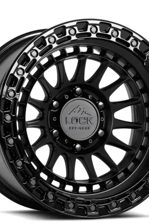17" Lock Off-Road Wheels Mojave Matte Black with Gloss Black Ring Rims Secure Checkout