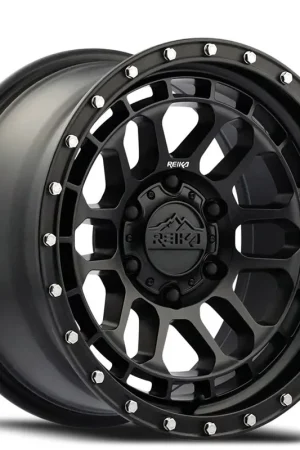 17" Reika Wheels Rambler R35 Satin Black with Black Ring Flow Formed Off-Road Rims Crafted