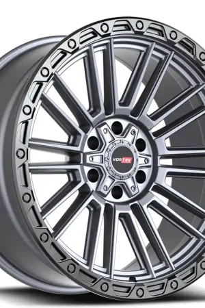 17" Vortek Off-Road VRT-604 Zeus Matte Titanium with Black Bead Ring Rims Affordable