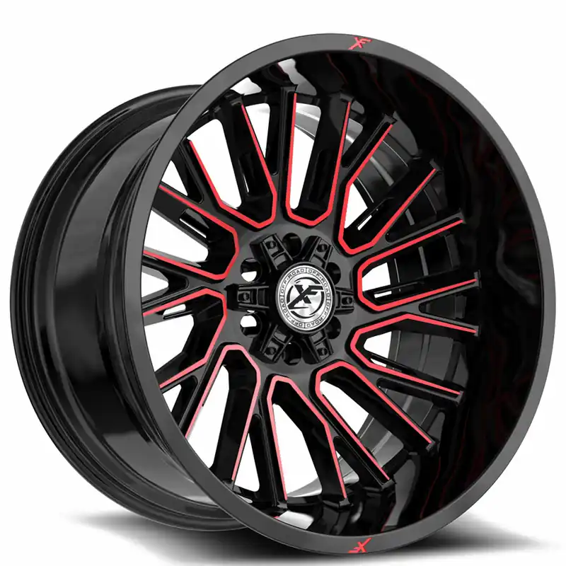 Weekend Sale 17" XF Off-Road Wheels XF-230 Gloss Black with Red Machined Rims