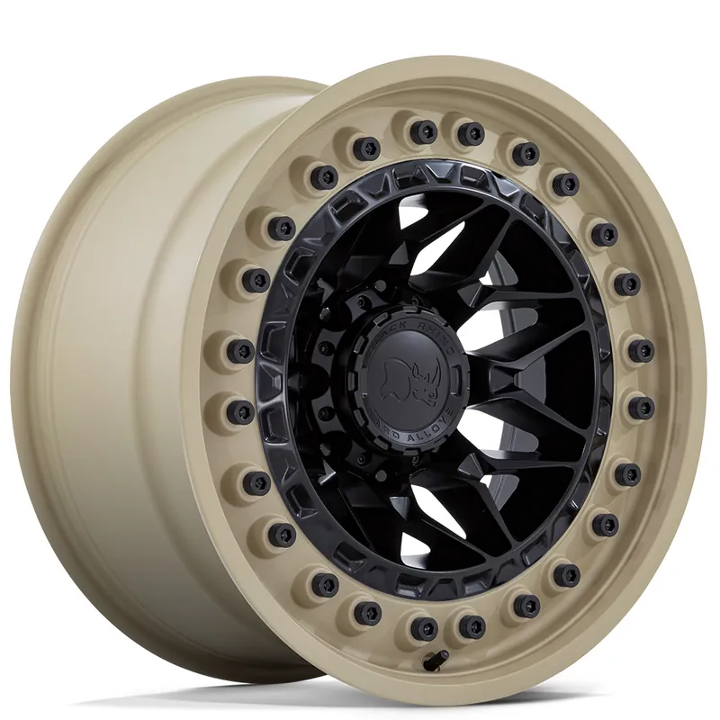 Worldwide Shipping 18" Black Rhino Wheels Alpha BR008 Matte Black with Sand Lip Off-Road Rims