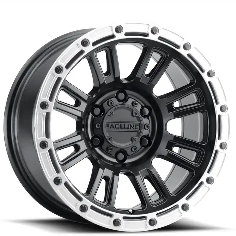 18" Raceline Wheels 956BS Compass Satin Black with Silver Ring Off-Road Rims Free Delivery