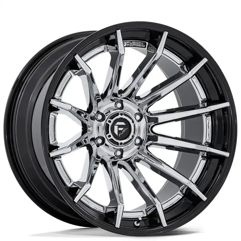 Flash Sale 20" Fuel Wheels FC403 Burn Chrome with Gloss Black Lip Off-Road Fusion Forged Rims