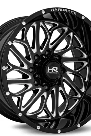 20" Hardrock Wheels H508 Blacktop Xposed Gloss Black Milled Off-Road Rims Same Day Shipping