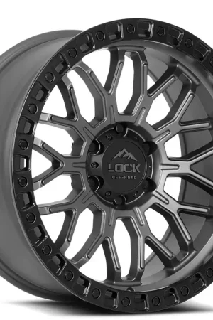 20" Lock Off-Road Wheels Combat Matte Gunmetal with Matte Black Ring Rims Handmade