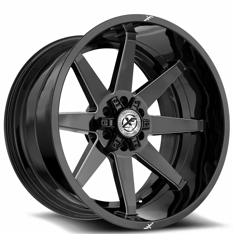 20" XF Off-Road Wheels XF-236 Gloss Black Milled Rims Weekend Sale
