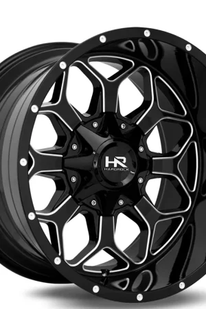 22" Hardrock Wheels H712 Indestructible Gloss Black Milled Off-Road Rims Flash Sale