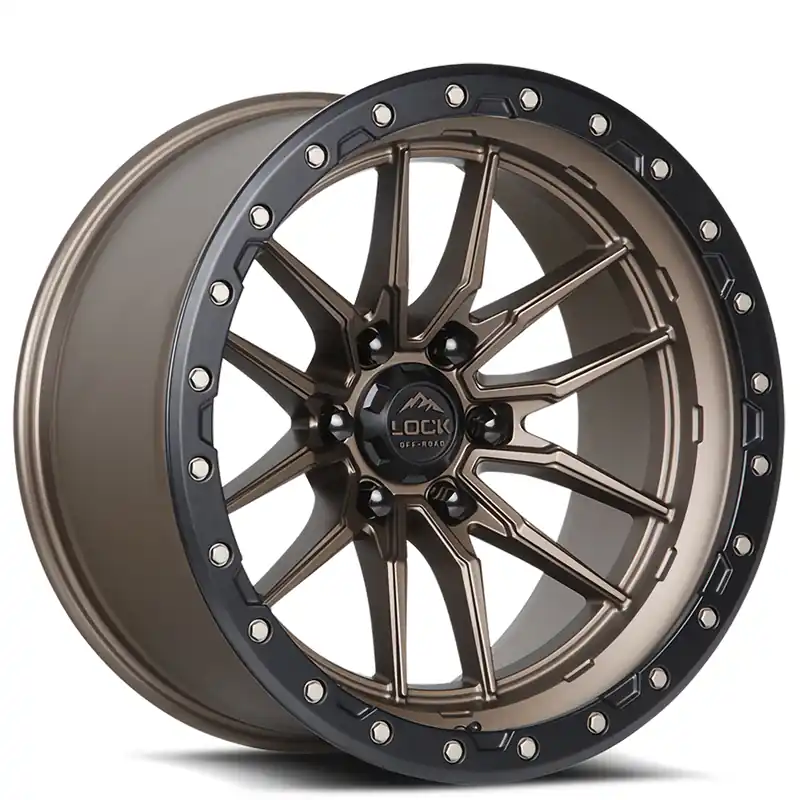 Super Sale 22" Lock Off-Road Wheels Krawler Matte Bronze with Matte Black Ring Rims