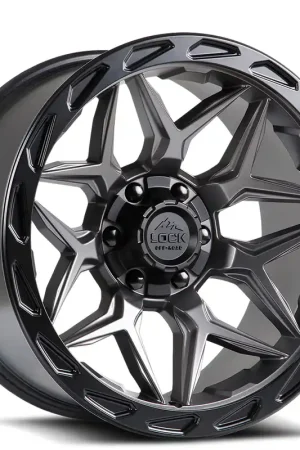 Money Back Guarantee 22" Lock Off-Road Wheels Matrix Matte Grey with Matte Black Ring Rims