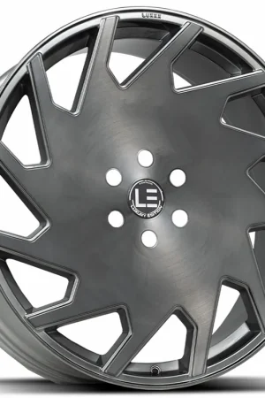 24" Luxxx Alloys Wheels Lux LE11 Silver Brushed Face with Titanium Black Clear Coat Rims Authentic