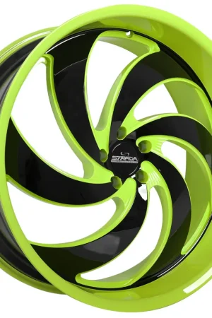 Direct From Manufacturer 24" Strada Wheels Retro 6 Custom Lime Green with Gloss Black Face Rims