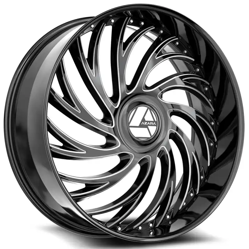 26" Azara Wheels AZX-101 Gloss Black Milled Rims Fast Shipping