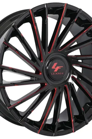 26" Lexani Wheels Wraith-XL Custom Gloss Black with Red Milled Rims Limited Offer