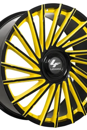 26" Lexani Wheels Wraith-XL Custom Gloss Black with Yellow Accents Rims Limited Edition