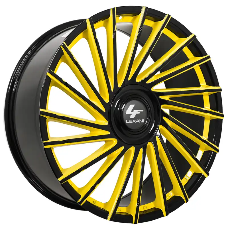 26" Lexani Wheels Wraith-XL Custom Gloss Black with Yellow Accents Rims Limited Edition