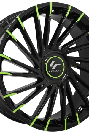 Direct From Factory 26" Lexani Wheels Wraith-XL Gloss Black with Custom Lime Green Tips Rims