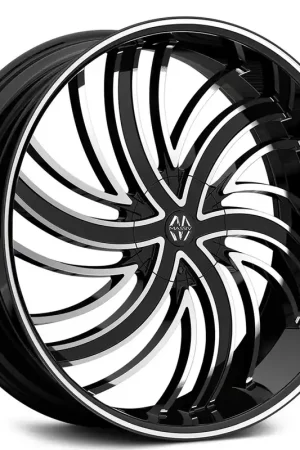 26" Massiv Wheels 924 Tsunami Black with Machined Face and Pinstripe Rims Holiday Sale