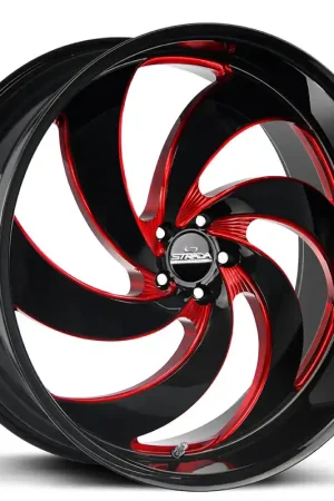 Place Order 26" Strada Wheels Retro 6 Gloss Black with Candy Red Milled Rims