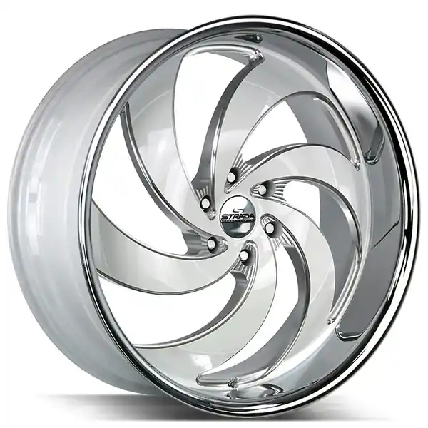 Fresh Stock 26" Strada Wheels Retro 6 Gloss White Milled with SS Lip Rims
