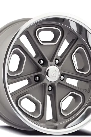 17" Resto Wheel Co R102 Del Ray Textured Gunmetal Center with Milled Window and Diamond Cut Lip Rims Grab Now