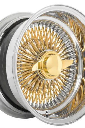 13x7" LA Wire Wheels Reverse 100-Spoke Straight Lace American Gold Plating Spokes with Chrome Nipples and Lip Rims Same Day Shipping
