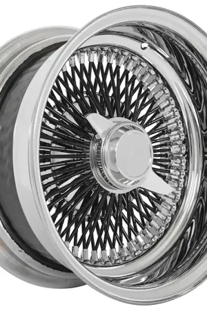 13x7" LA Wire Wheels Reverse 100-Spoke Straight Lace Chrome with Black Spoke Rims Special Discount