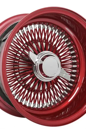 13x7" LA Wire Wheels Reverse 100-Spoke Straight Lace Custom Ruby Red Rims Direct From Factory