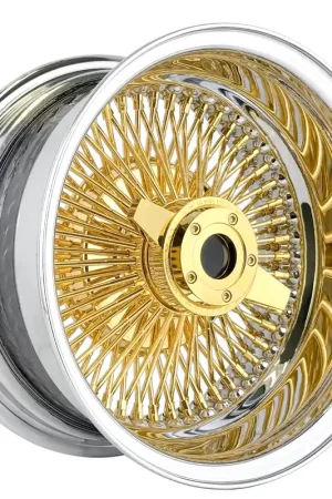 14x6" LA Wire Wheels Reverse 100-Spoke Straight Lace Chrome with Gold Center Heavy Duty Knock-Off Rims Editor’s Pick