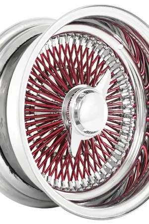 14x6" LA Wire Wheels Reverse 100-Spoke Straight Lace Chrome with Red Spoke Rims Secure Checkout