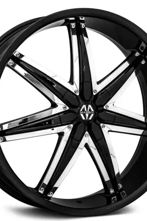 26" Massiv Wheels 923 Spline Black with Chrome Accents Rims Flash Sale