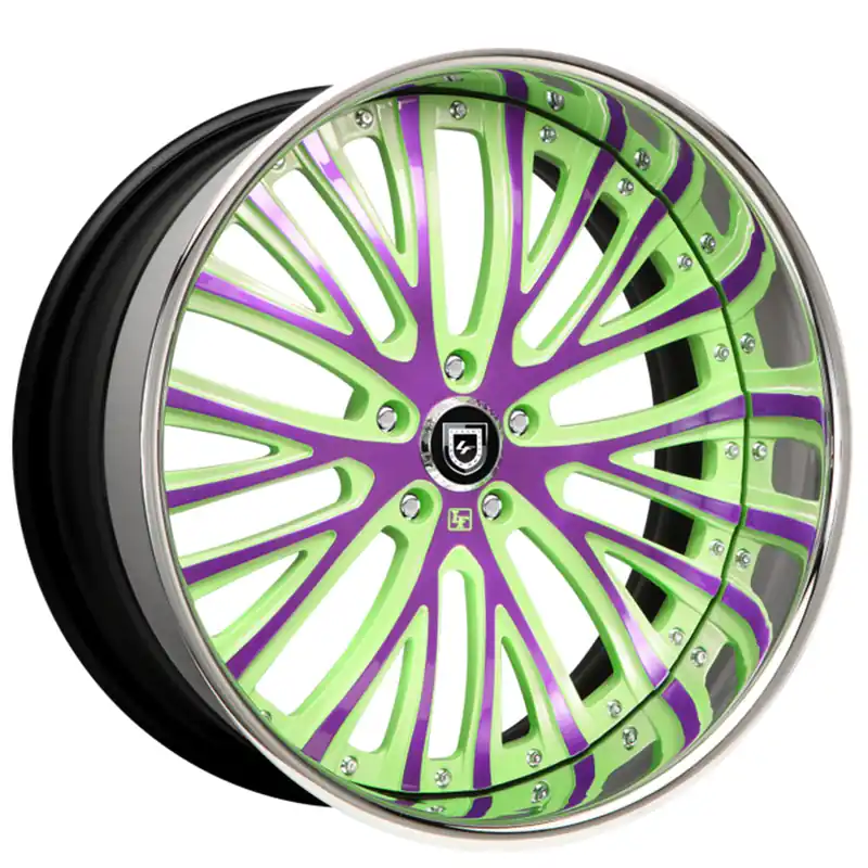 19/20" Lexani Forged Wheels LF-713 Green and Purple Face with Chrome Lip Rims Latest