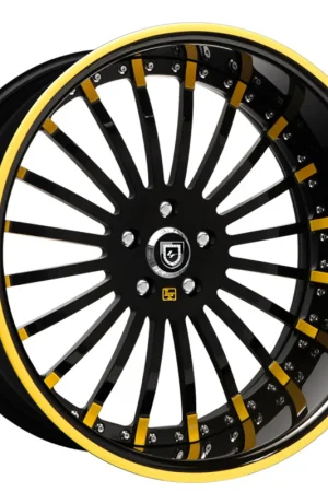 19/20" Lexani Forged Wheels LF-714 Black with Yellow Tips and Pin Stripe Rims Exclusive Offer