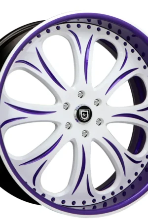 19/20" Lexani Forged Wheels LF-719 Gloss White with Purple Face and Pin Stripe Lip Rims Worldwide Shipping
