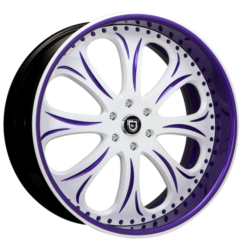 19/20" Lexani Forged Wheels LF-719 Gloss White with Purple Face and Pin Stripe Lip Rims Worldwide Shipping