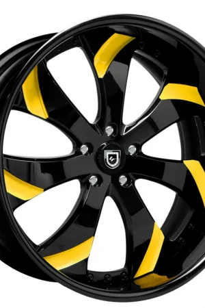 19/20" Lexani Forged Wheels LF-721 Gloss Black with Yellow Accents Rims Place Order