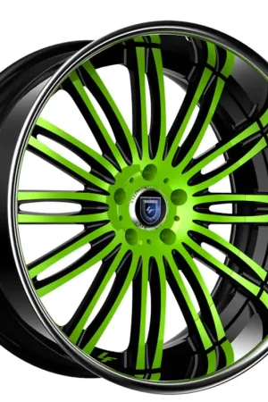 19/20" Lexani Forged Wheels LF-758 Bison Black with Lime Green Face with Chrome Lip Rims Clearance