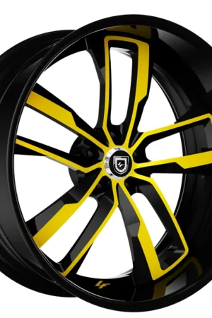 19/20" Lexani Forged Wheels LF-760 Valante Black with Yellow Face and Black Lip Rims Cheap